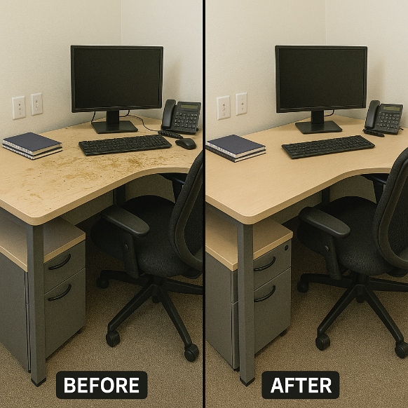 Professional cleaner in an office