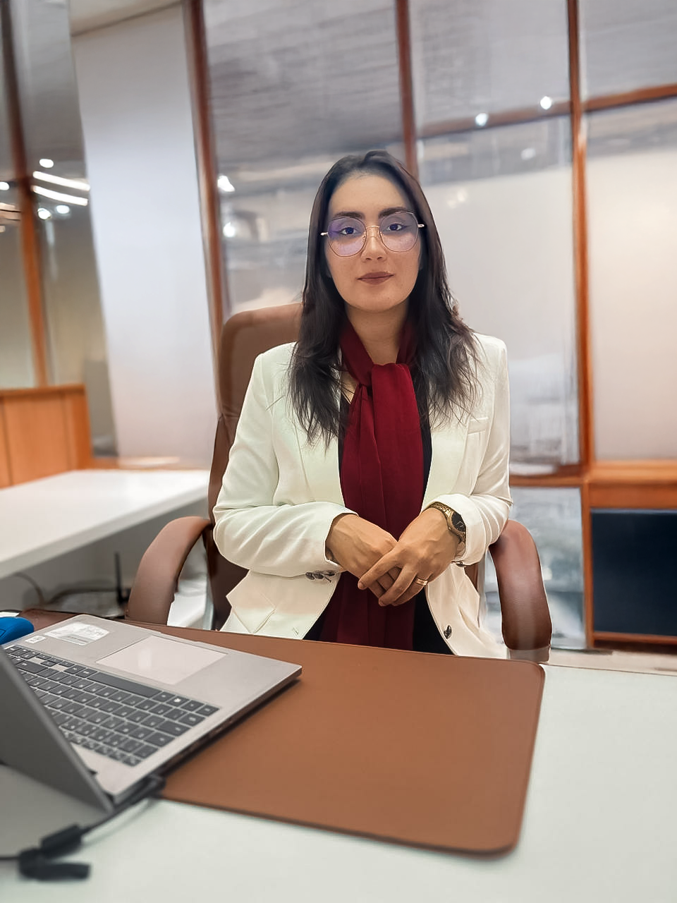 Retrato da Dra. Sâmila Amorim, advogada especialista em direito bancário.