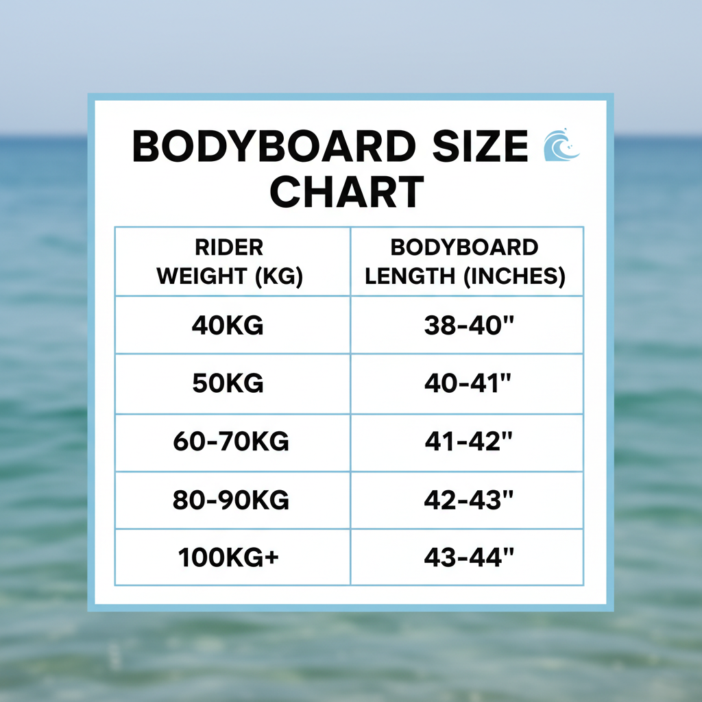 bodyboard size chart