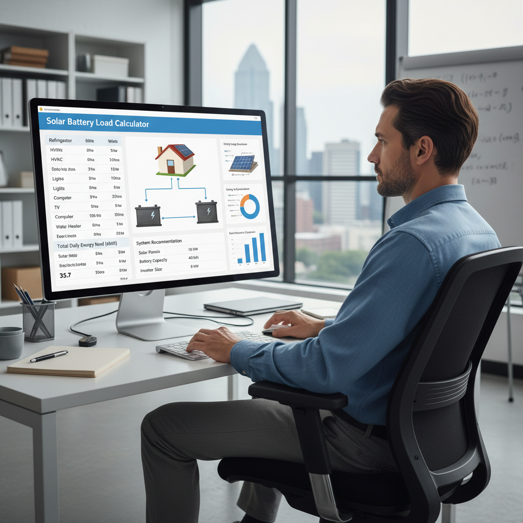 Solar battery sizing and lifespan calculator visualization