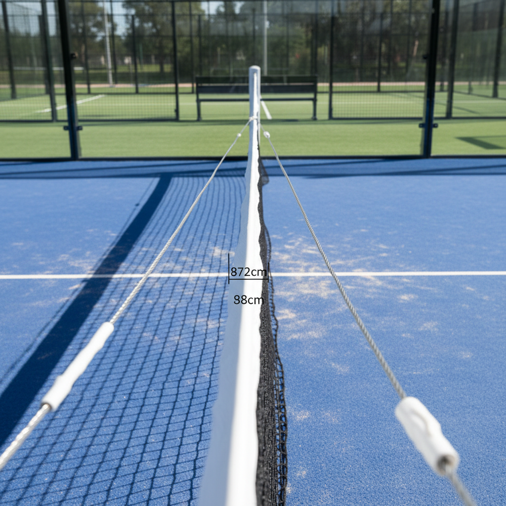 Padel court net setup