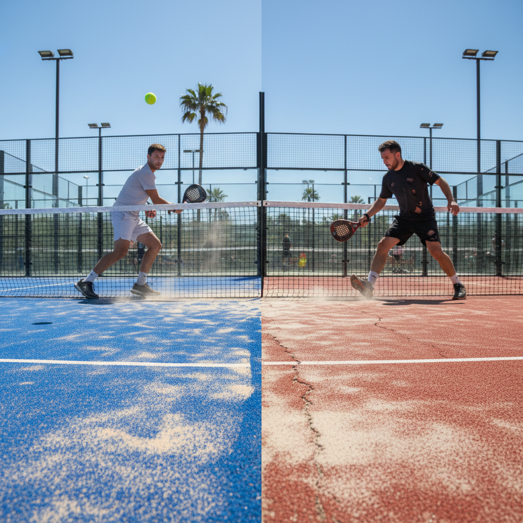 Photorealistic macro shot of green artificial turf fibers with visible silica sand grains nestled at the base, highlighting the texture and infill depth.