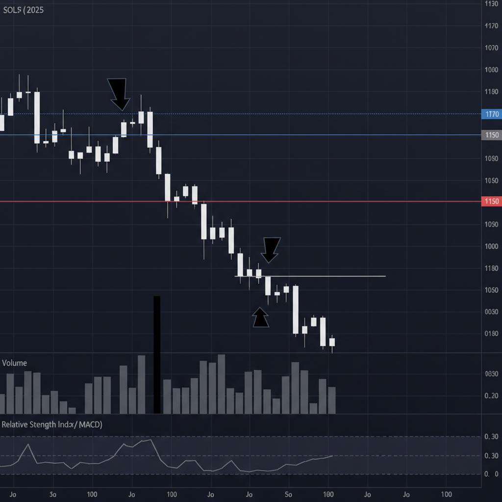Technical analysis candlestick chart of SOL/USD focusing on the $133 support zone