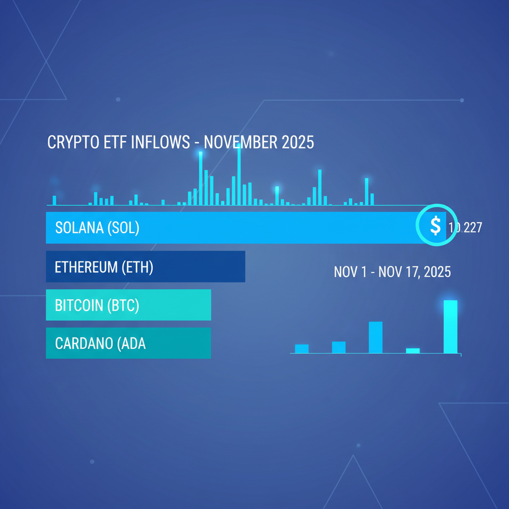 Visualization of ETF fund flows strategically entering the crypto market
