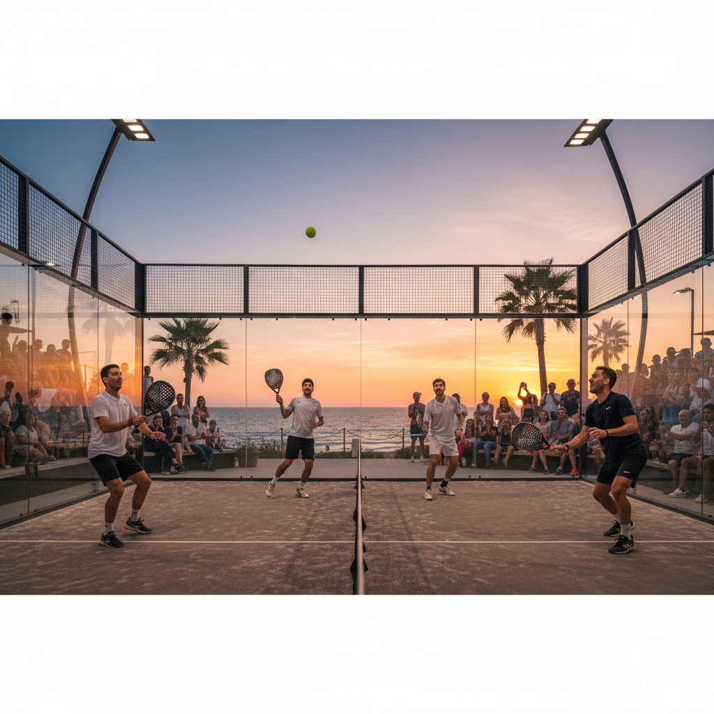 Spectators watching a match on a panoramic court with clear visibility