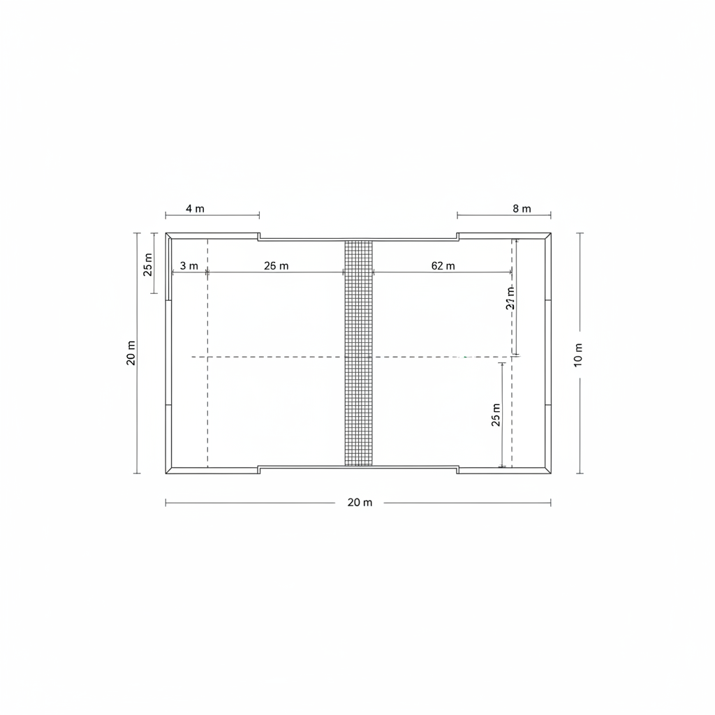 Padel court dimensions diagram