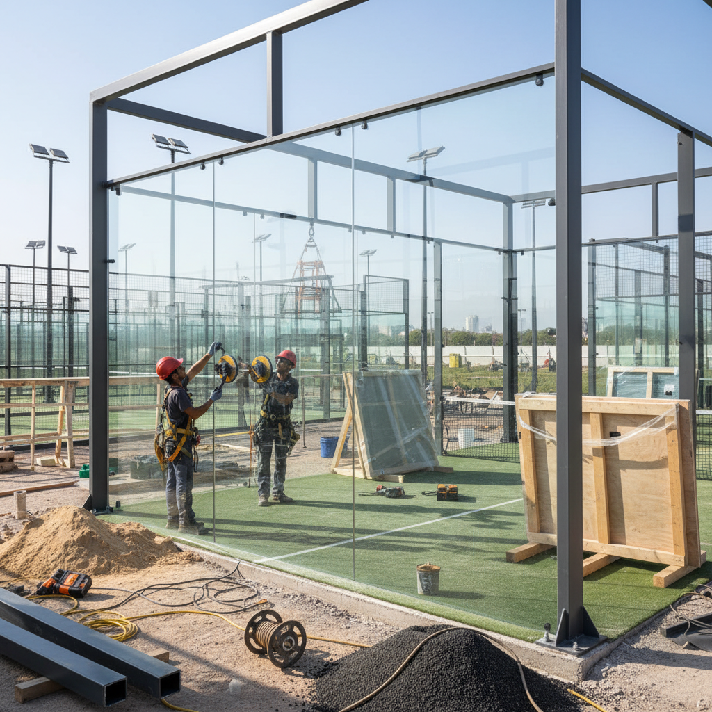 Padel court construction walls