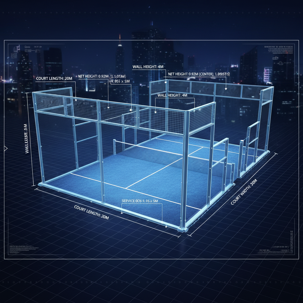 Blueprint showing standard dimensions of 10x20 meters