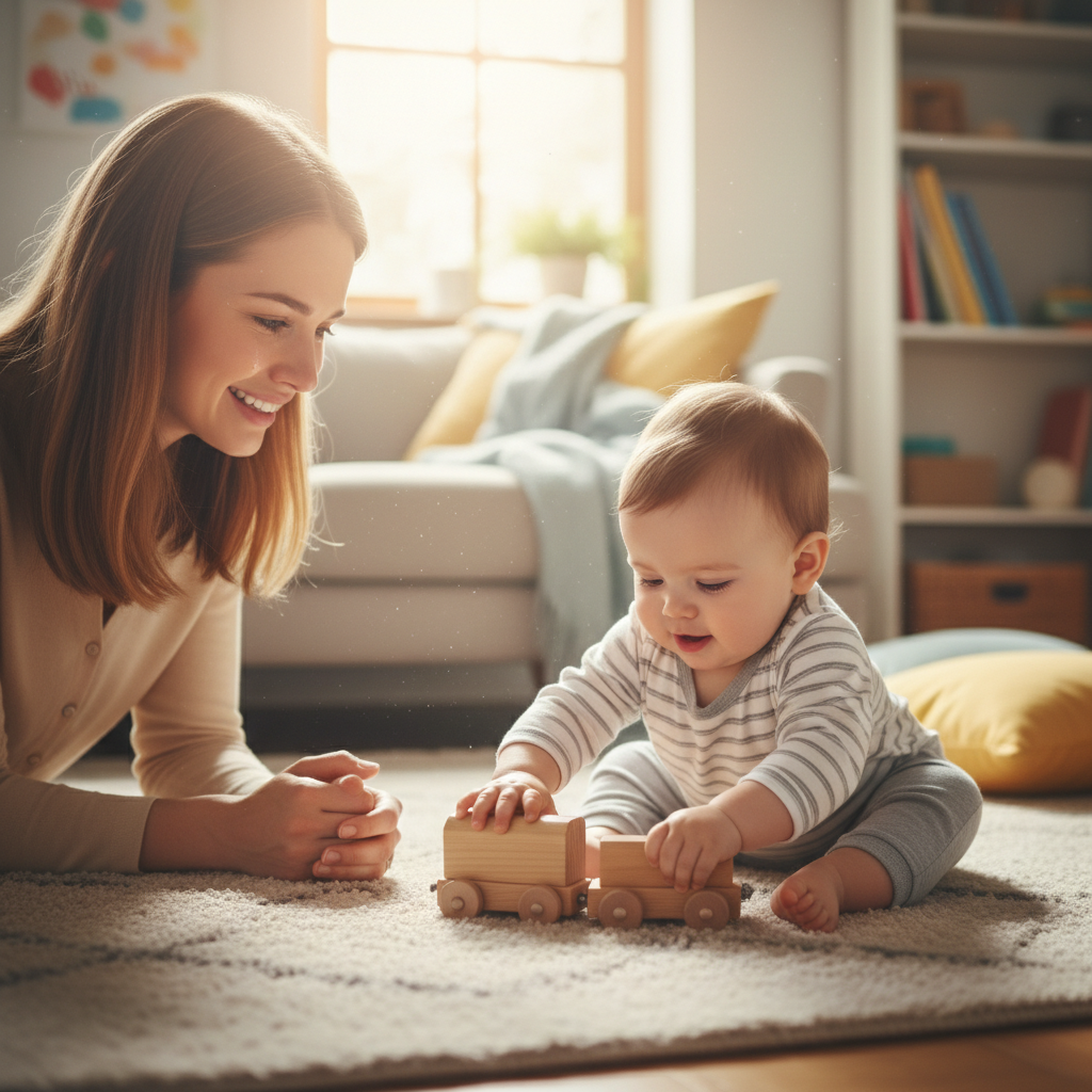 Mãe emocionada vendo bebê