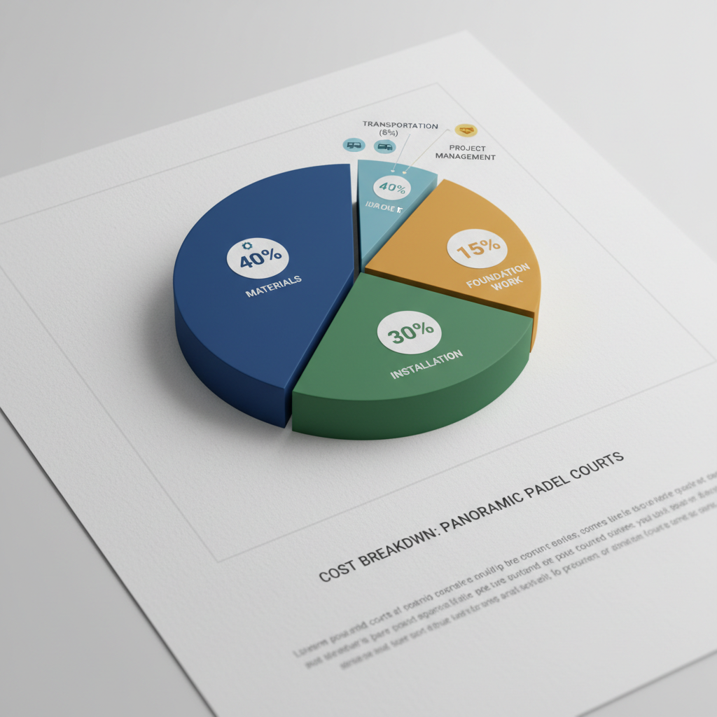 Pie chart showing cost distribution: structure, glass, labor