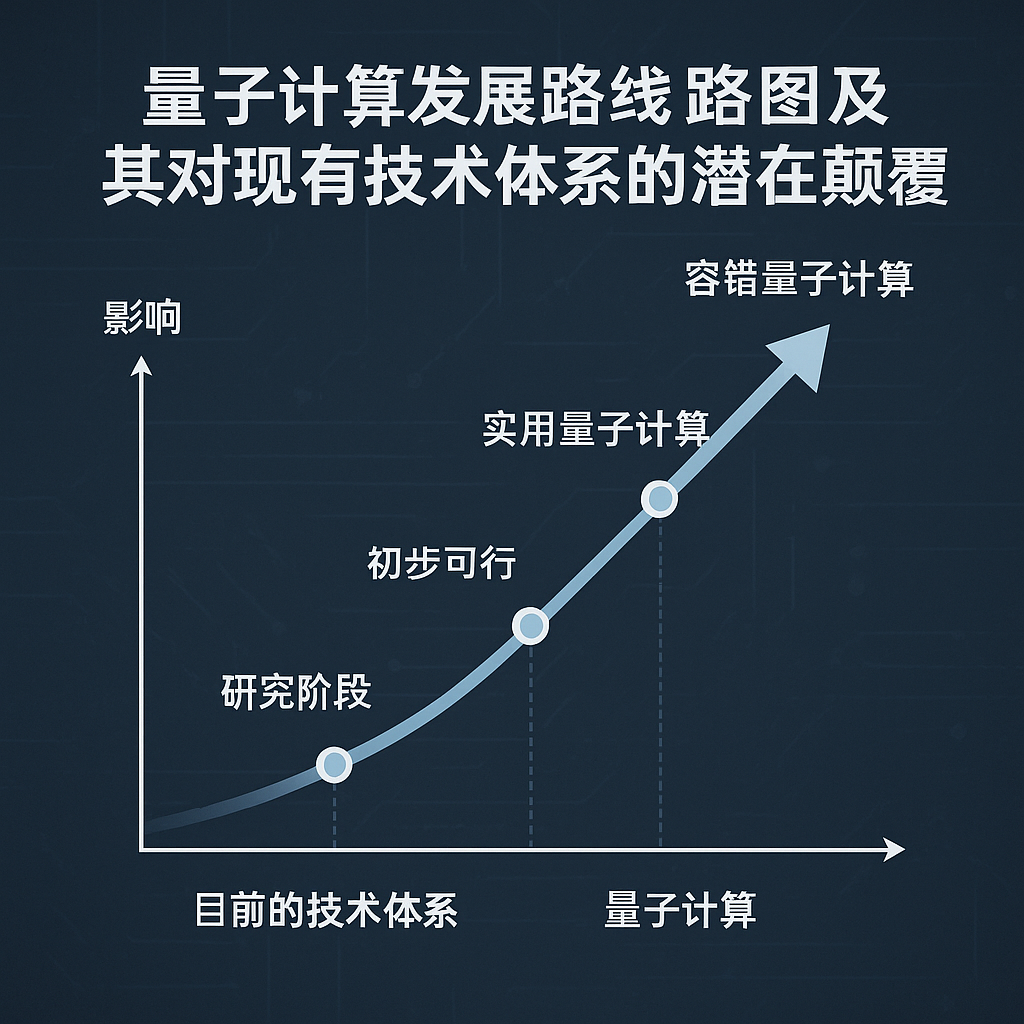 图 2.3 - 量子计算发展路线图及潜在颠覆影响图
