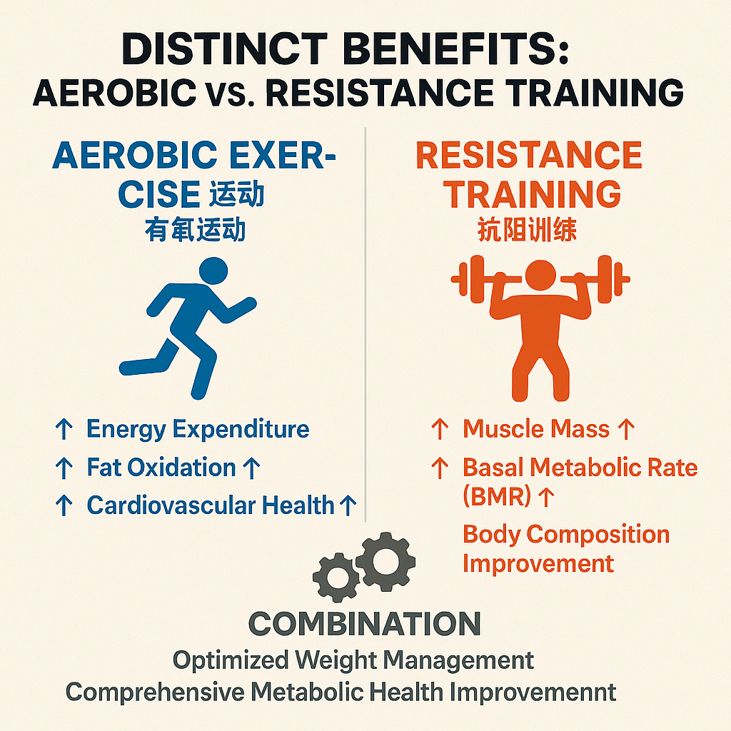 有氧运动与抗阻训练的独特益处对比