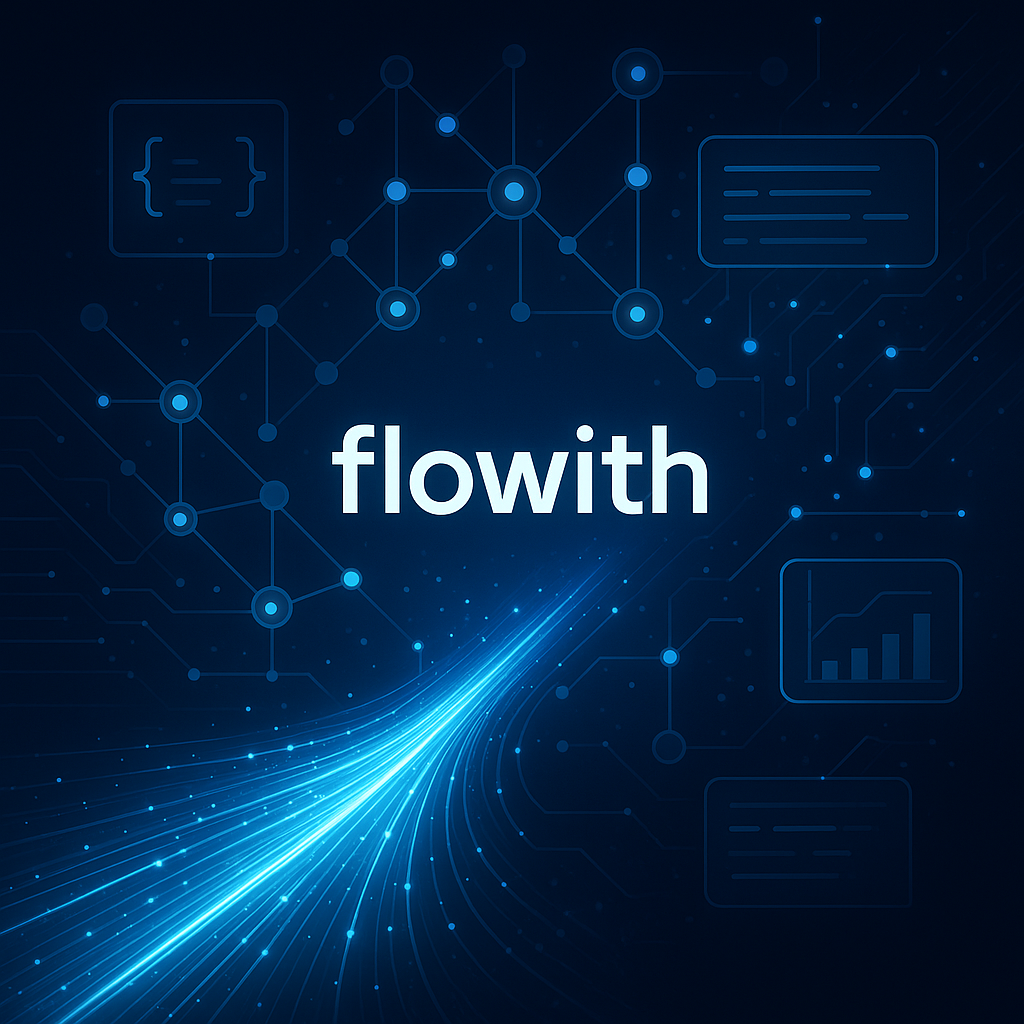 Flowith의 기술적 효율성을 나타내는 추상적 이미지