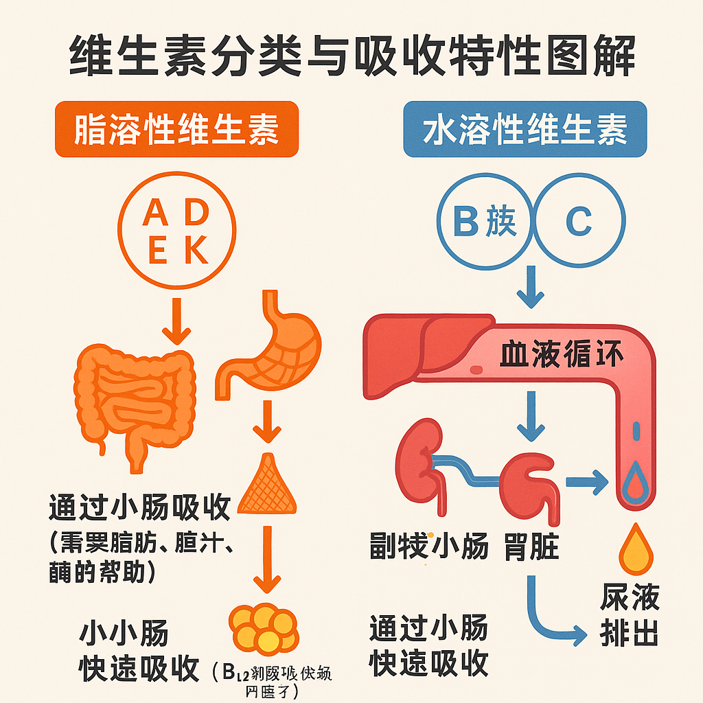维生素分类与吸收特性图解
