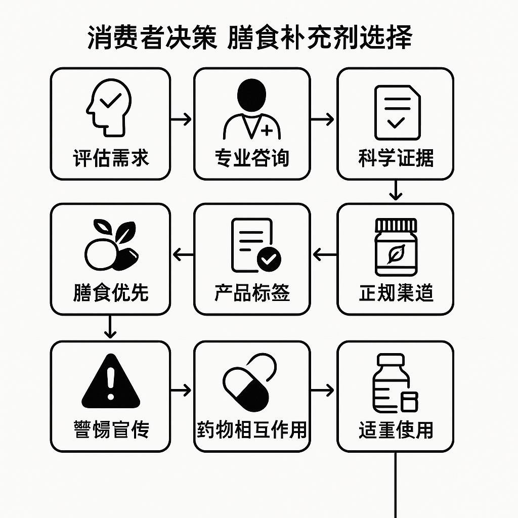 消费者科学选择膳食补充剂决策流程图