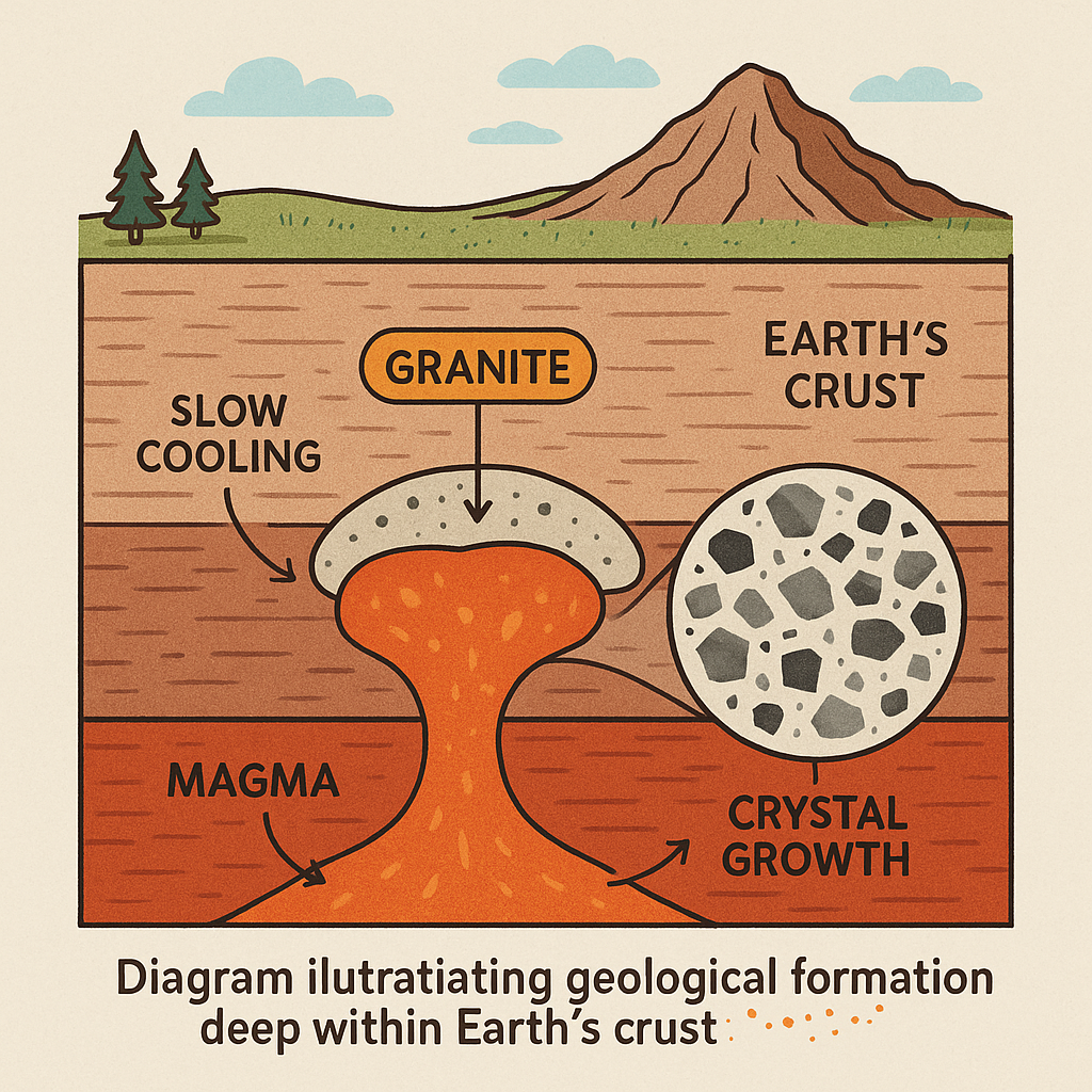 Diagram illustrating geological formation deep within Earth's crust