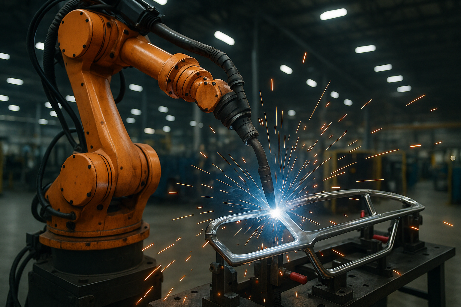 Robotic welding in a factory