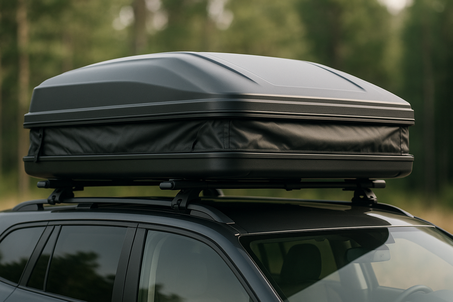 Folded rooftop tent on a vehicle