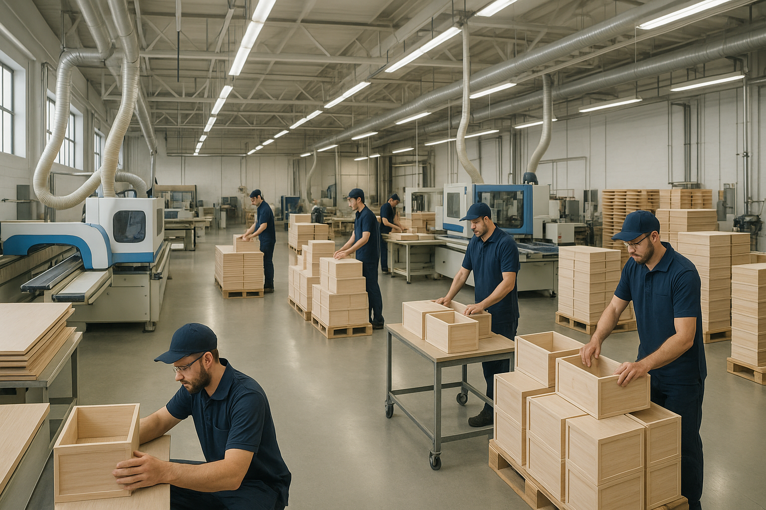 Modern woodworking factory floor