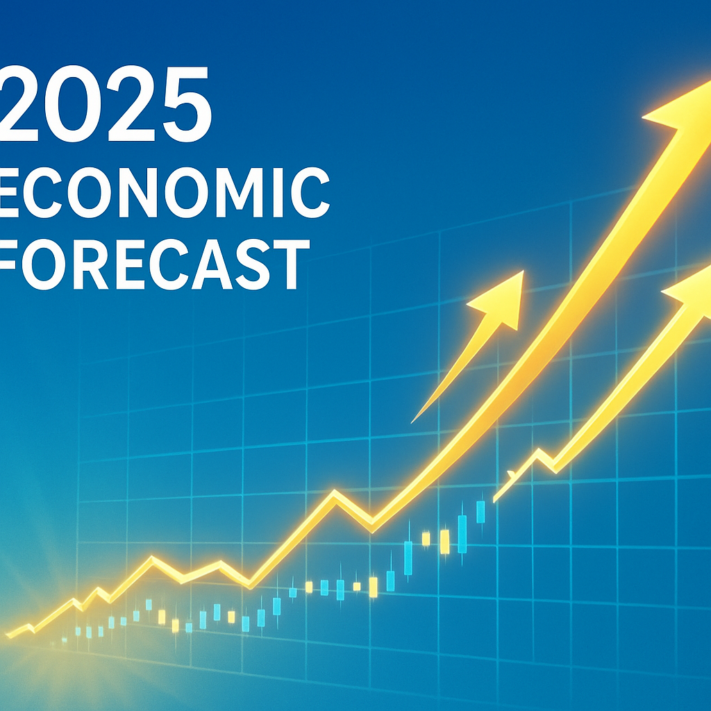 2025년 경제 전망을 나타내는 밝은 성장 그래프 일러스트