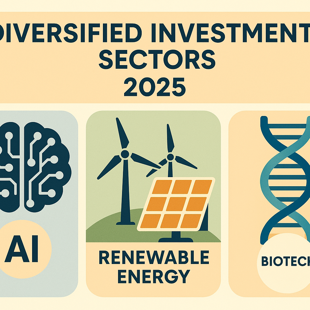 AI 반도체, 신재생에너지, 바이오 헬스케어를 상징하는 아이콘