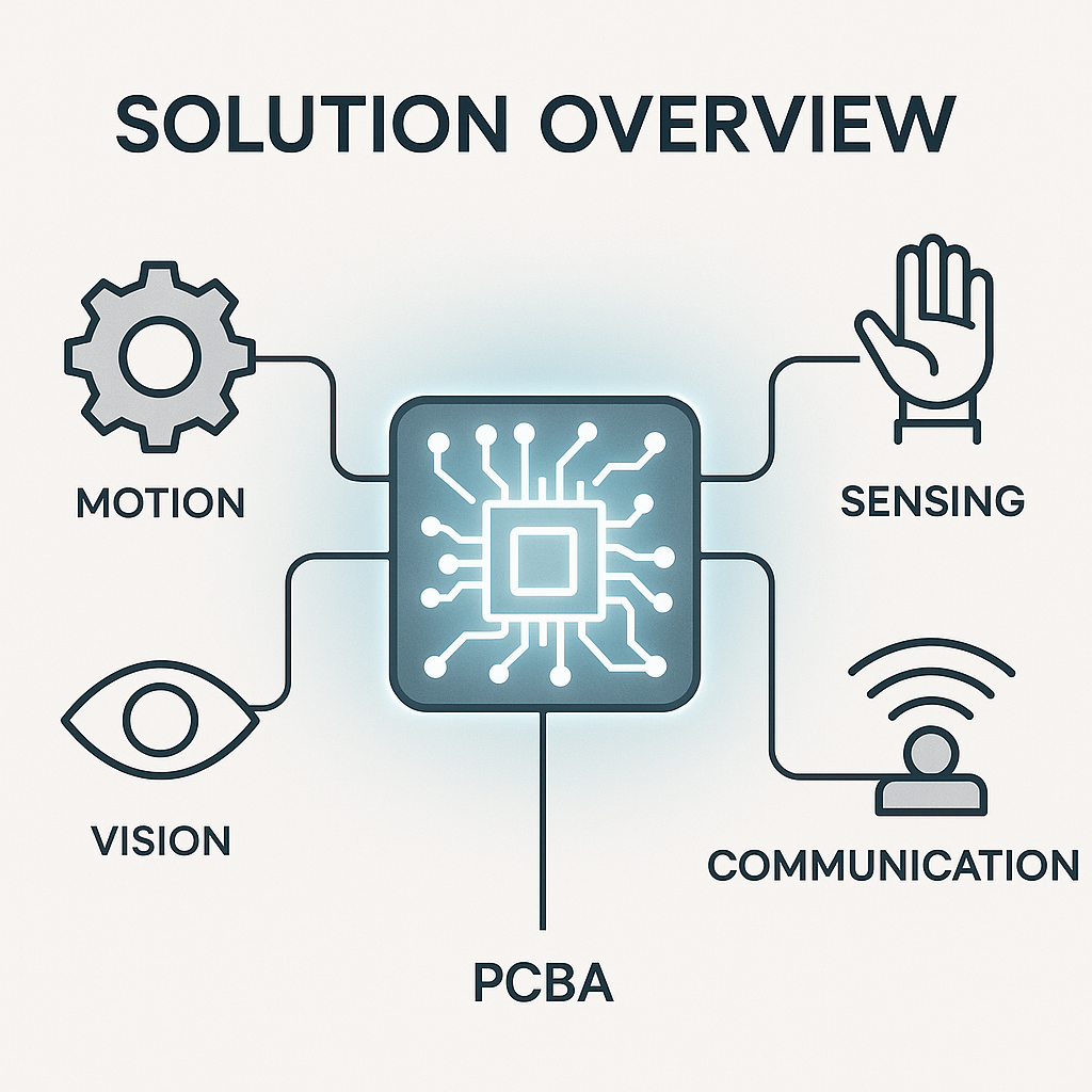 Infographic of PCBA as the central nervous system of a robot