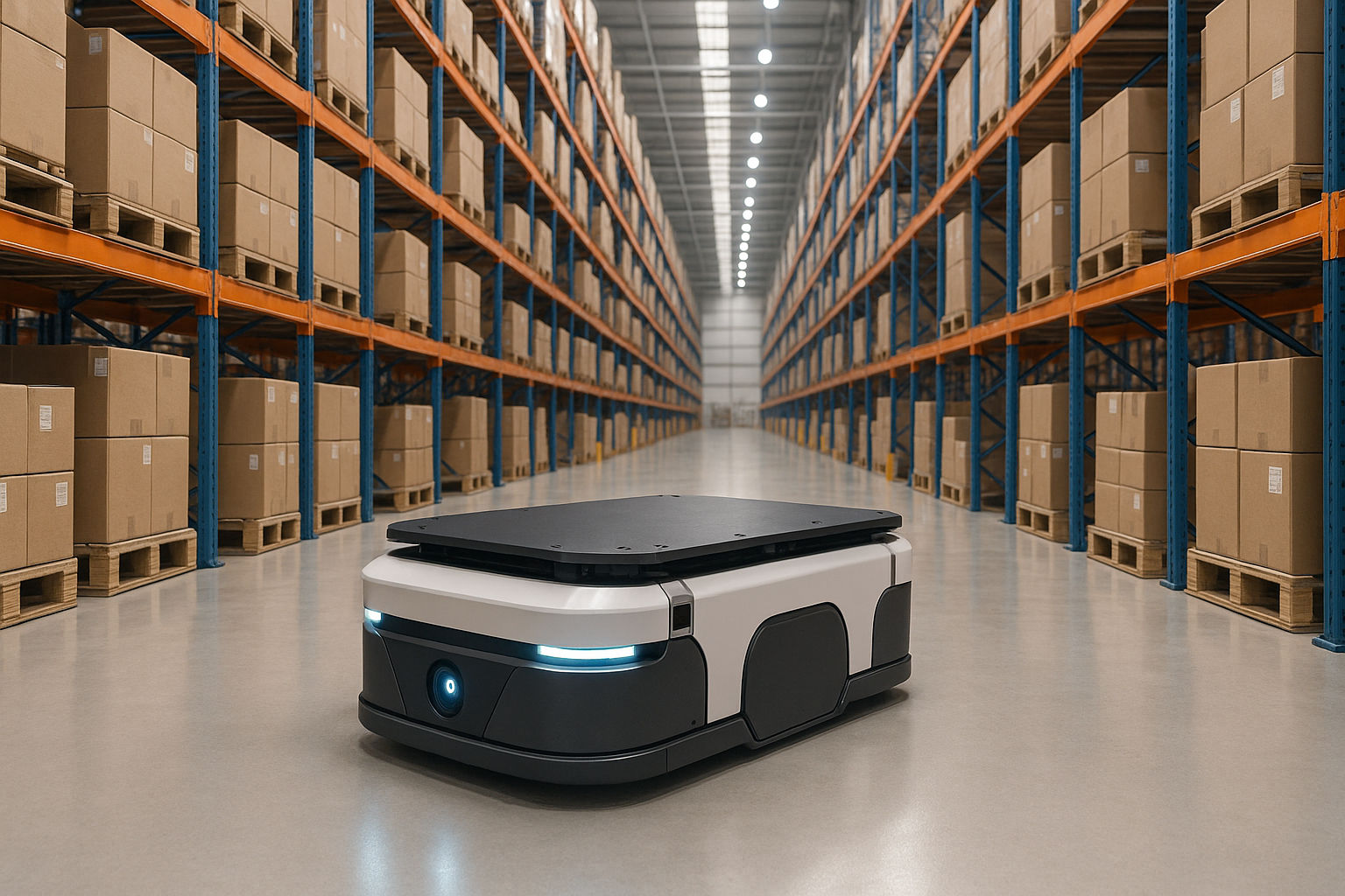 Autonomous mobile robot in a warehouse