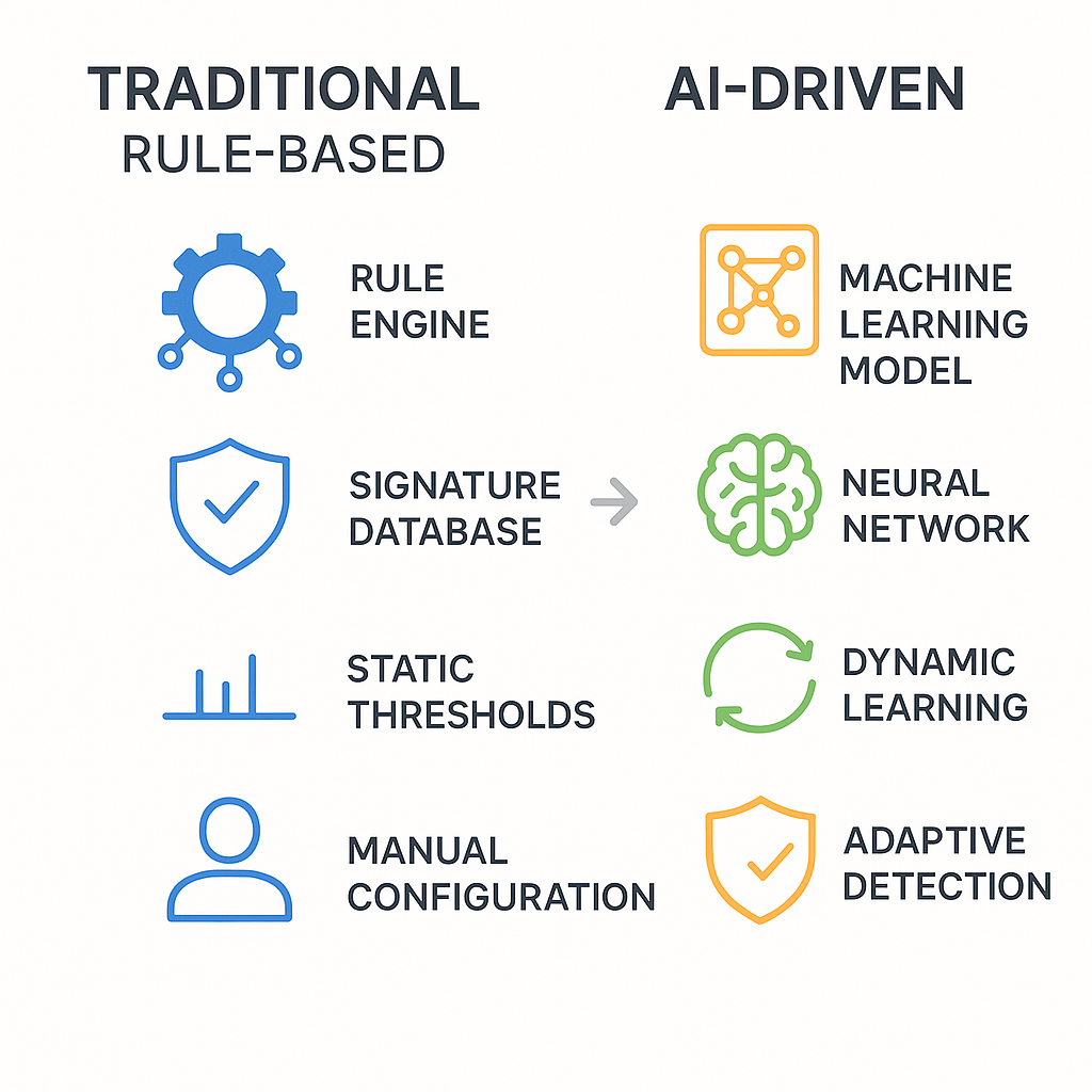 传统规则与AI检测技术对比图