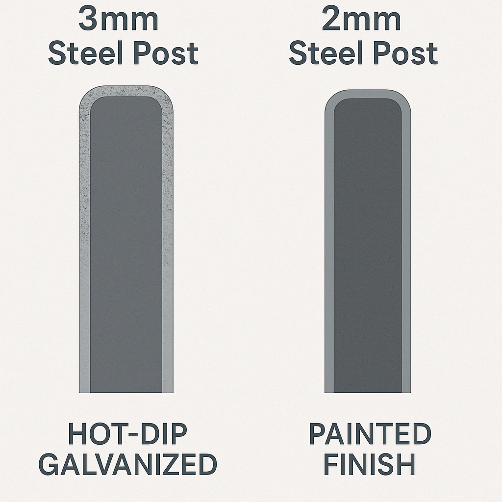 Comparison of steel thickness and surface finish.