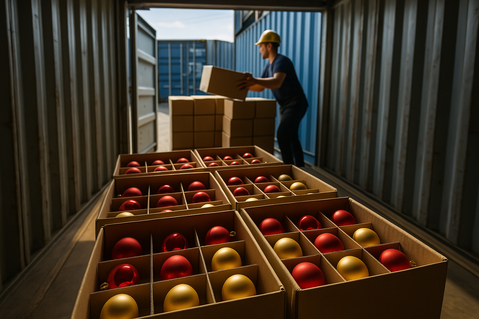 Securely packed Christmas ornaments for shipping