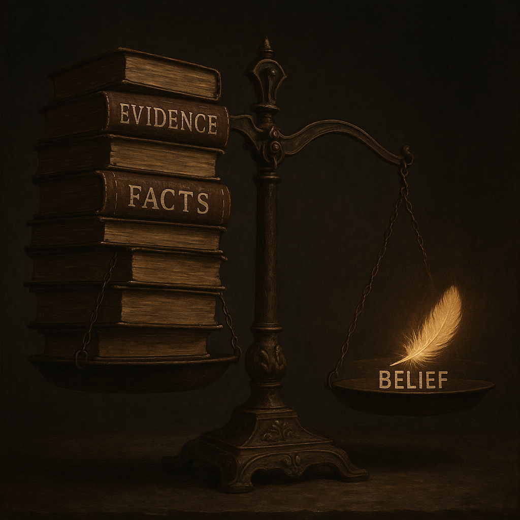 一根羽毛般的“信念”在天平上战胜了堆积如山的“证据”和“事实”