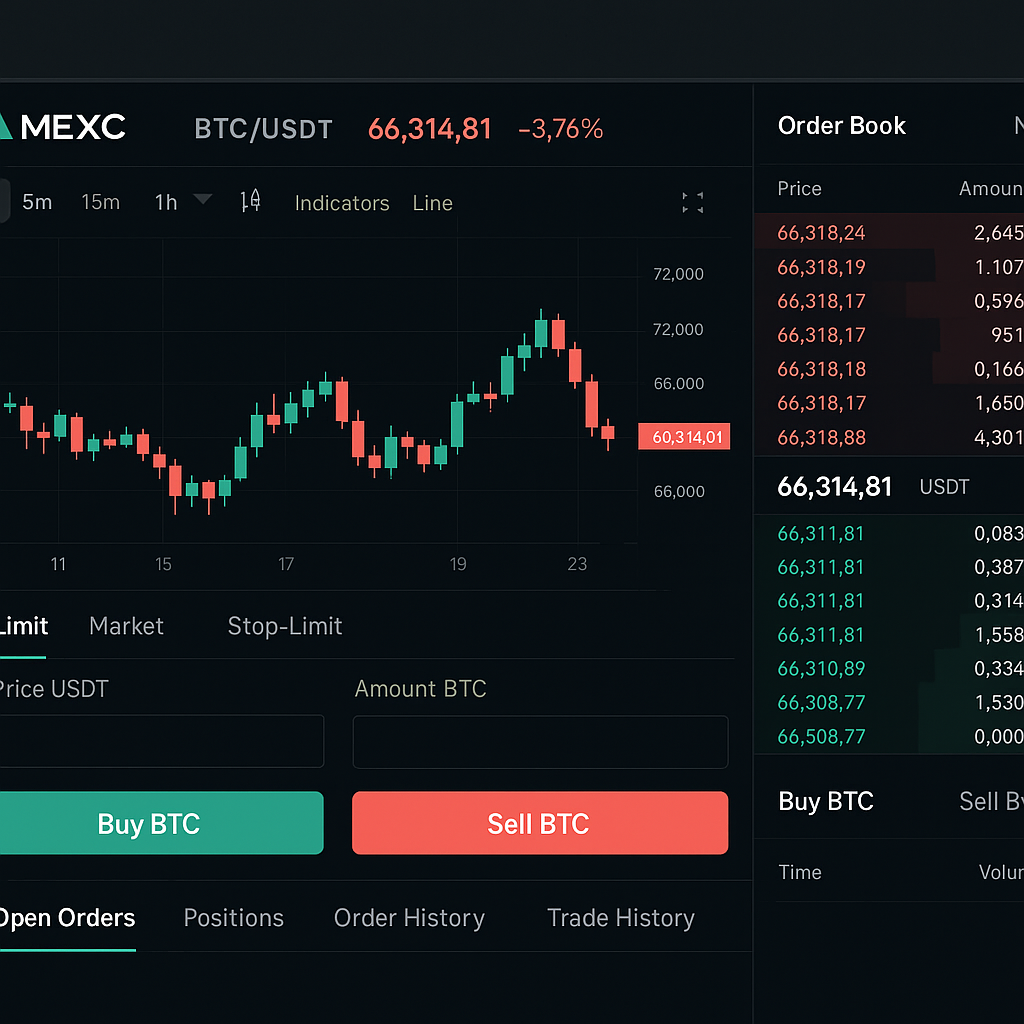 Giao diện giao dịch trên sàn MEXC