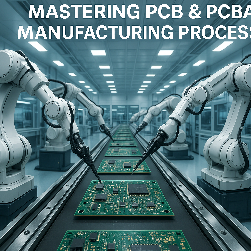 Infographic showing key stages in a PCB assembly manufacturing line
