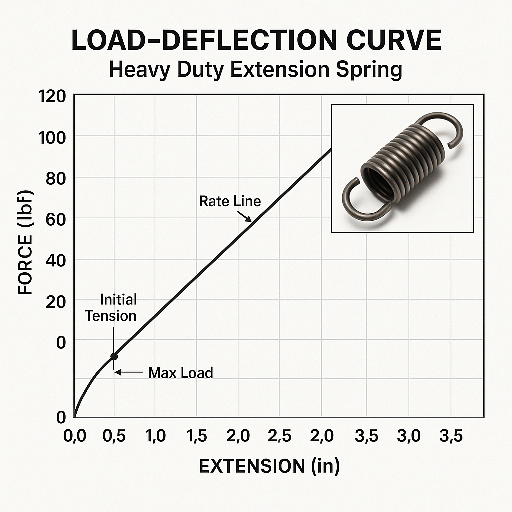 Load deflection curve extension spring graph