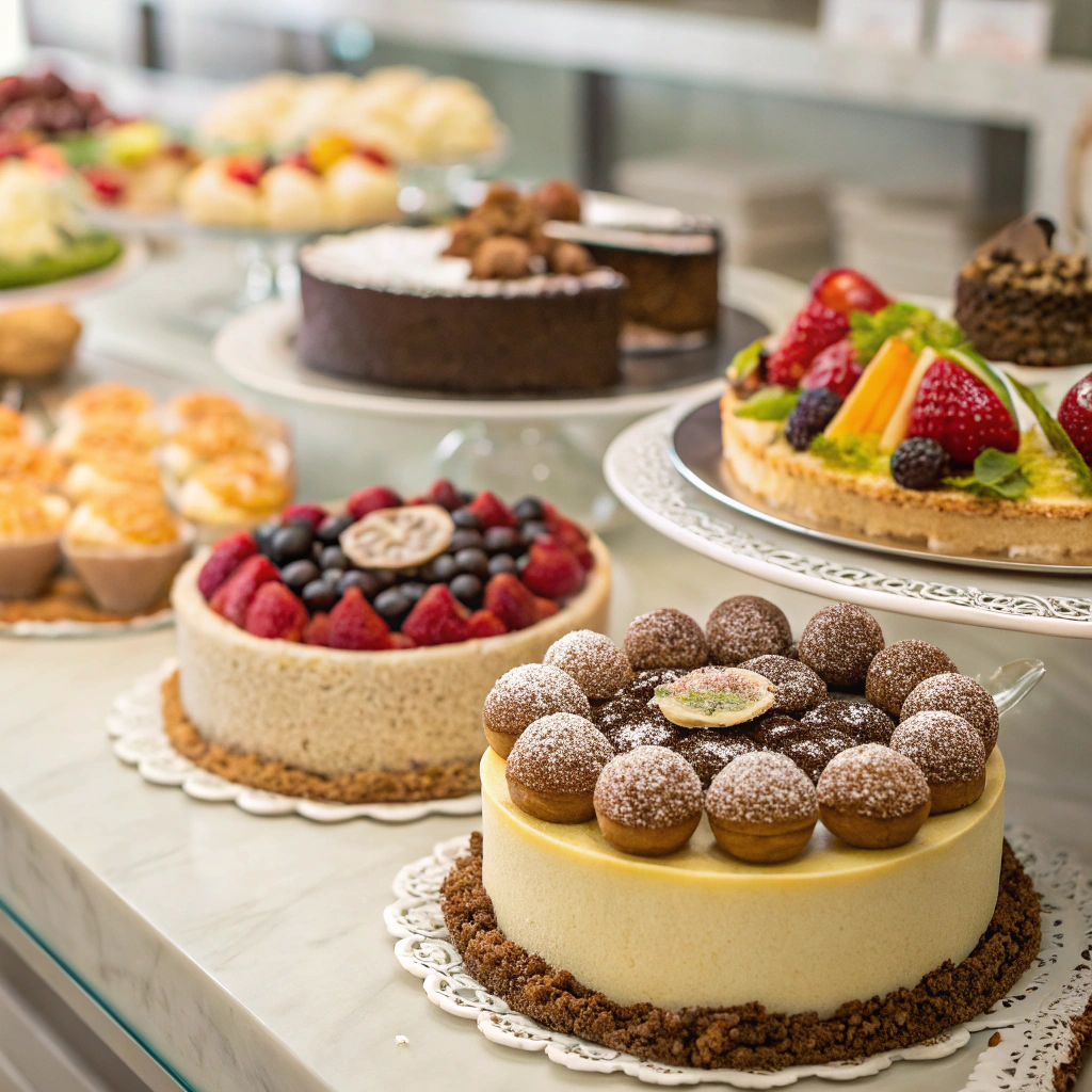 Bolos e doces variados